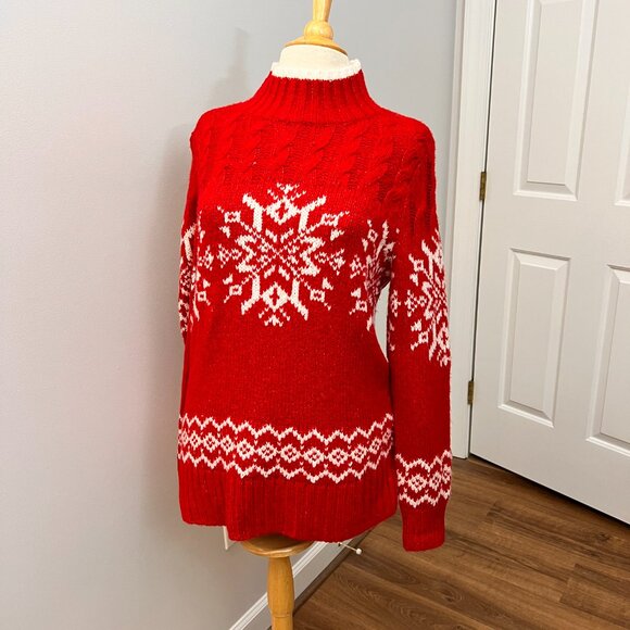 Talbots Snowflake Fair Isle Sweater Sz S - Picture 2 of 10